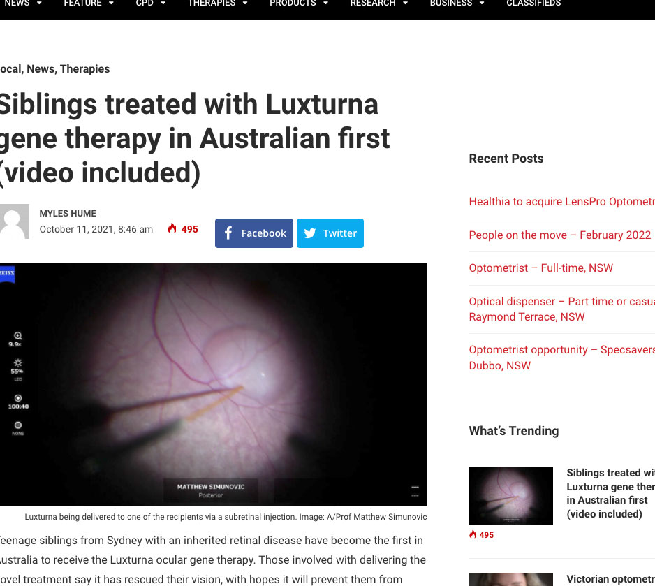 Insight News - Siblings treated with Luxturna gene therapy in Australian first