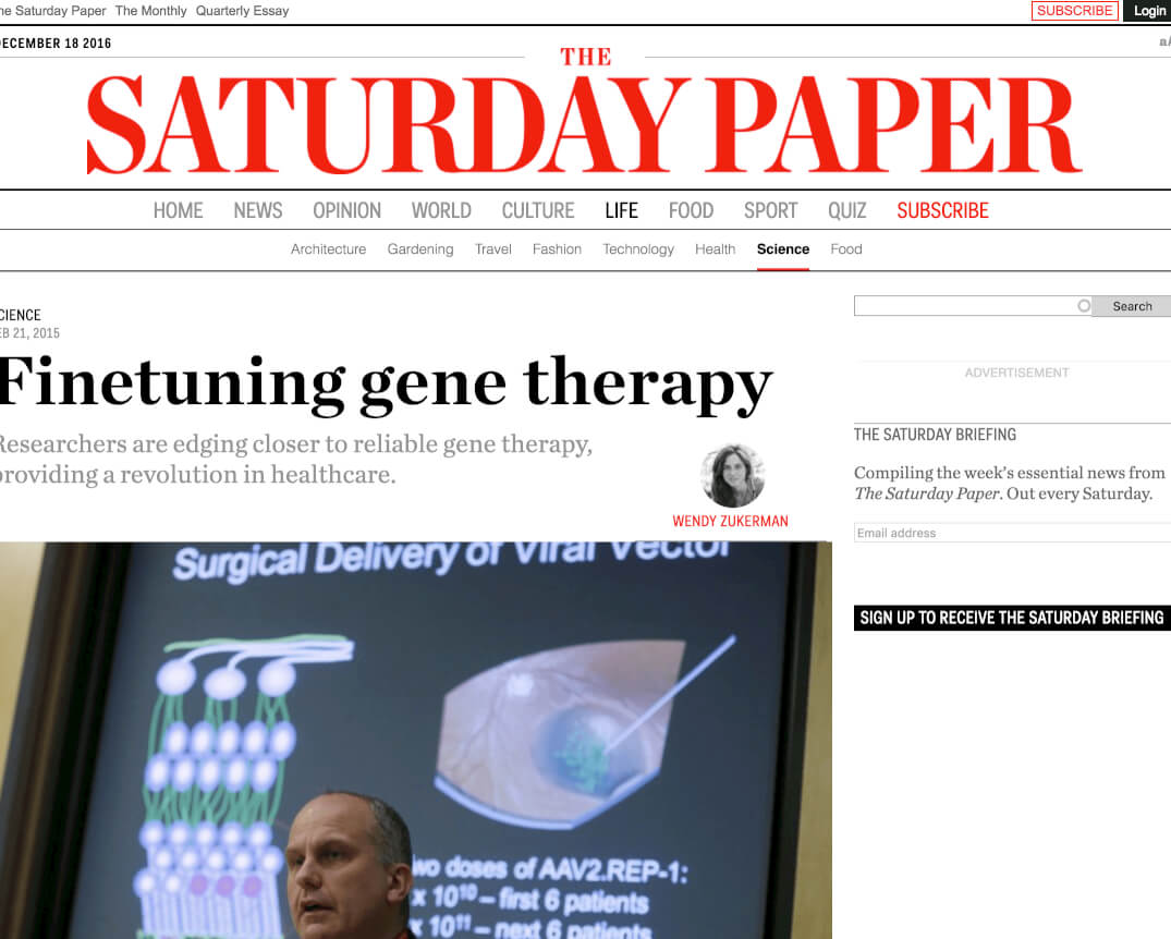 Finetuning gene therapy   The Saturday Paper