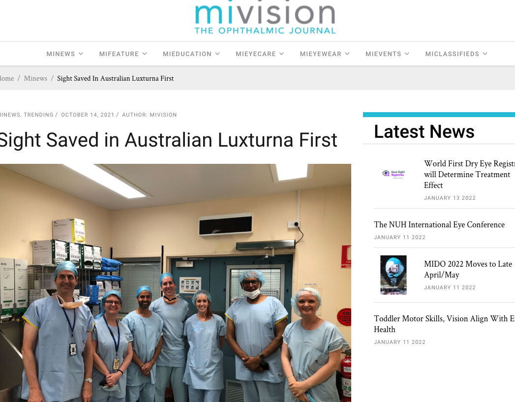 Sight Saved in Australian Luxturna First